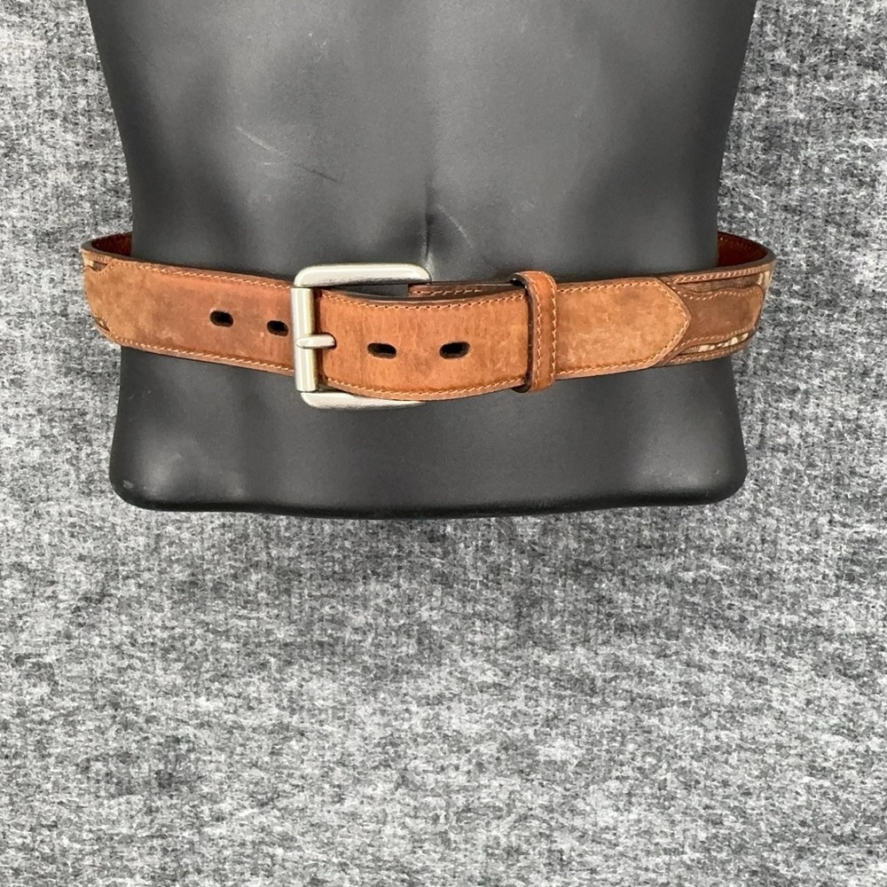 Ariat Belt Mens 42 Brown Leather Camo Western Adjustable Buckle Logo A10160156